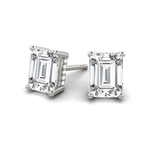 Load image into Gallery viewer, Emerald cut Diamond Earrings with Hidden Halo Philippines
