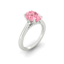 Load image into Gallery viewer, Lucce Azalea Oval Rosé Pink Lab Diamond 3.02ct Fancy Vivid Pink VS1 Platinum
