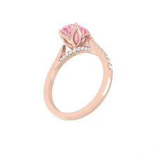 Load image into Gallery viewer, Azalea Pavé Oval Rosé Lab Diamond 1.03ct Fancy Vivid Pink VVS2 Ex IGI 18K Rose Gold
