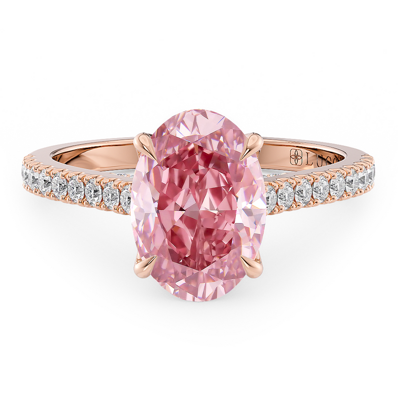 Lucce Azalea Pavé 4-Prong Oval Rosé Pink Diamond