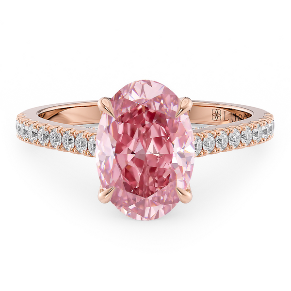 Lucce Azalea Pavé 4-Prong Oval Rosé Pink Diamond