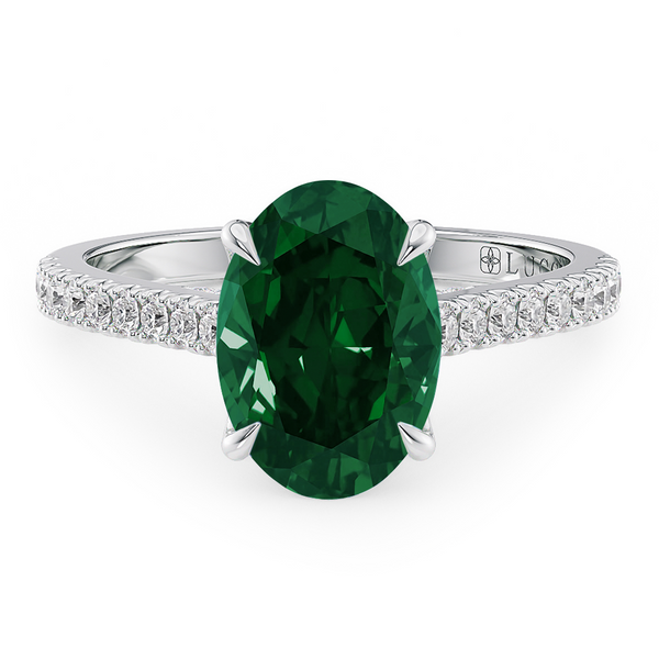 LUCCE AZALEA™ Pavé 4-Prong Oval Gemstone
