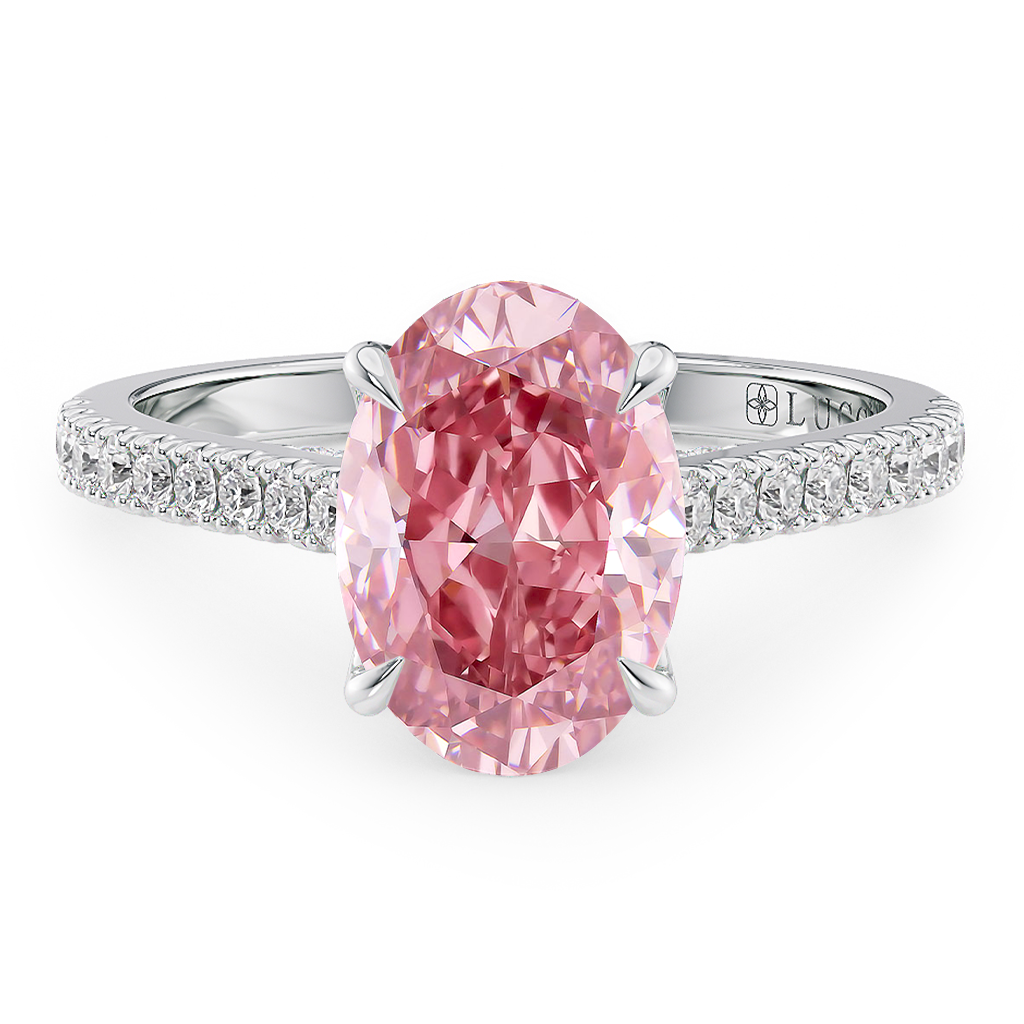 Lucce Azalea Pavé 4-Prong Oval Rosé Pink Diamond