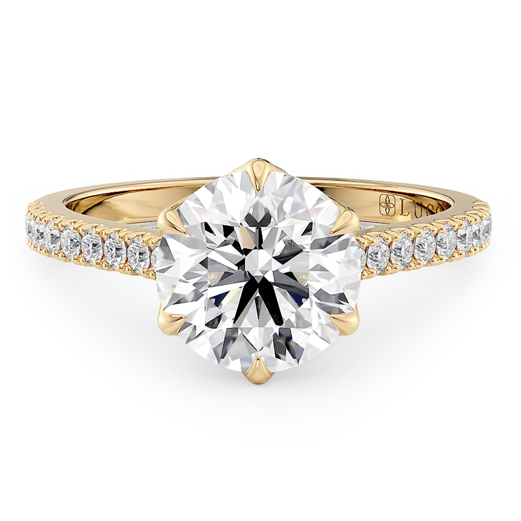 Lucce Azalea Pavé Round Lab Diamond 1.05ct D VS1 Id IGI 14K Yellow Gold