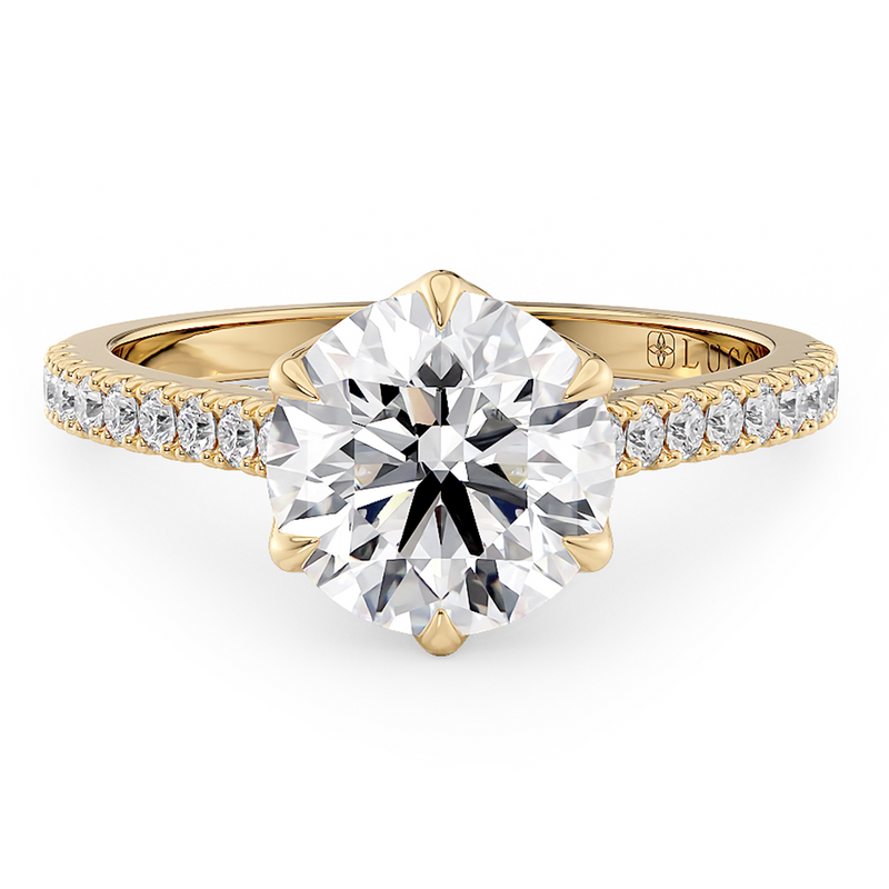 Lucce Azalea Pavé Round Lab Diamond 1.05ct D VS1 Id IGI 14K Yellow Gold