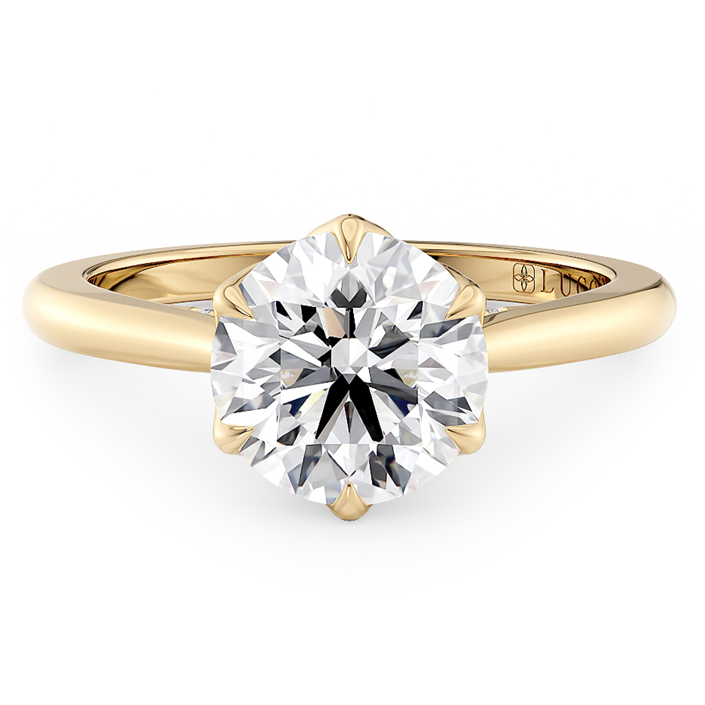 Load image into Gallery viewer, LUCCE AZALEA™ Round Natural Diamond 0.50ct I VS2 Ex GIA 18K Yellow Gold
