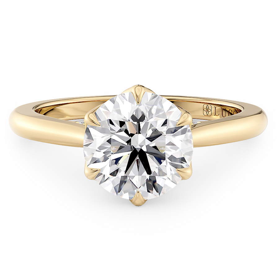 Load image into Gallery viewer, LUCCE AZALEA™ Round Natural Diamond 0.50ct I VS2 Ex GIA 18K Yellow Gold
