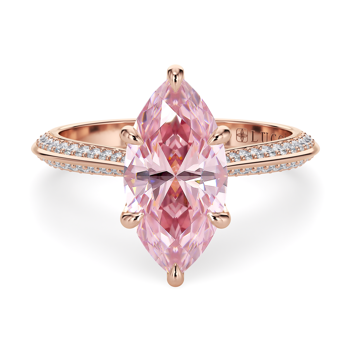 Load image into Gallery viewer, LUCCE ECUADORIAN™ Pavé Marquise ROSÉ™ Lab Diamond 2.10ct Fancy Intense Pink VS1 18K Rose Gold
