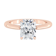 Load image into Gallery viewer, Radiant Diamond Engagement Ring with Cathedral Solitaire Gold Platinum band Philippines
