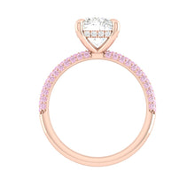 Load image into Gallery viewer, Cushion Moissanite Engagement Ring with Pink Diamond Tri Row Band Philippines
