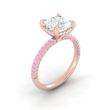 Load image into Gallery viewer, Pink Diamond Cushion Engagement Ring with Tri-row Band
