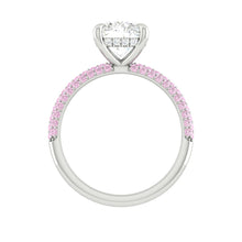 Load image into Gallery viewer, Cushion Moissanite Engagement Ring with Pink Diamond Tri Row Band Philippines
