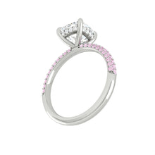 Load image into Gallery viewer, Cushion Moissanite Engagement Ring with Pink Diamond Tri Row Band Philippines
