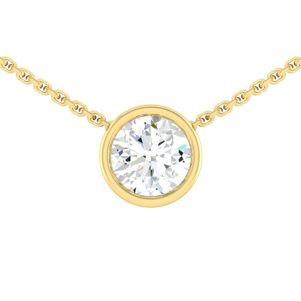 Lucce Carla Round Necklace 0.25CT Lab Diamond 14K Yellow Gold