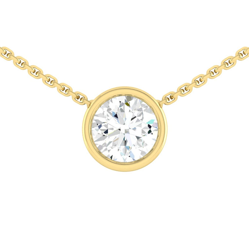 Lucce Carla Round Necklace 0.25CT Lab Diamond 14K Yellow Gold
