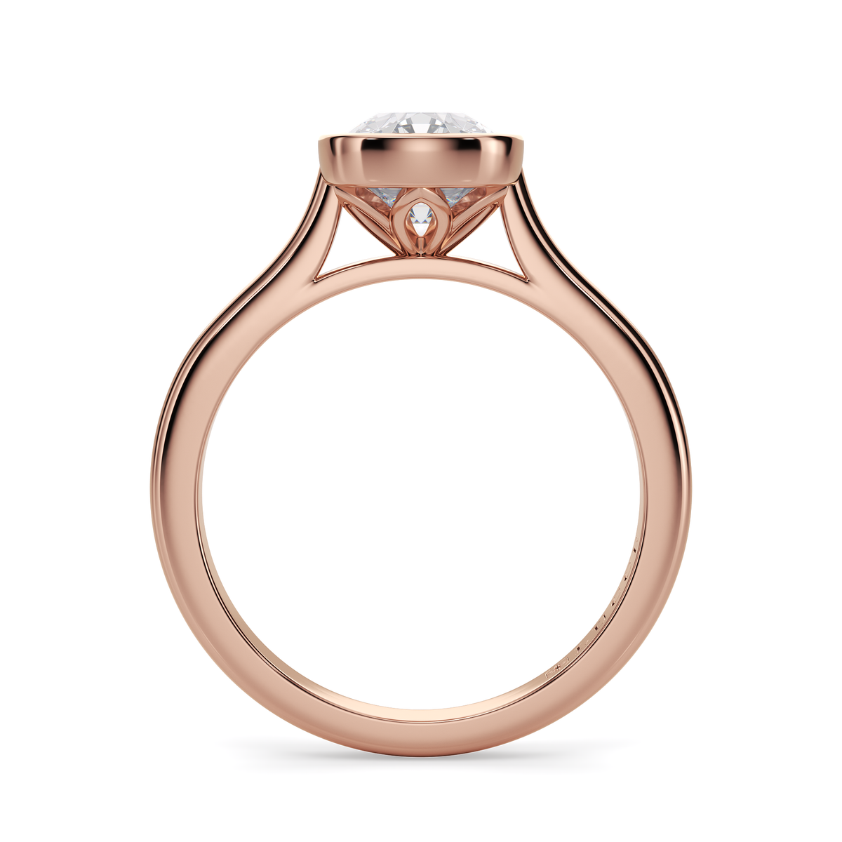 Load image into Gallery viewer, LUCCE Solitaire Cathedral Cushion Diamond in Bezel Setting with Hidden Petal Engagement Ring in Gold or Platinum

