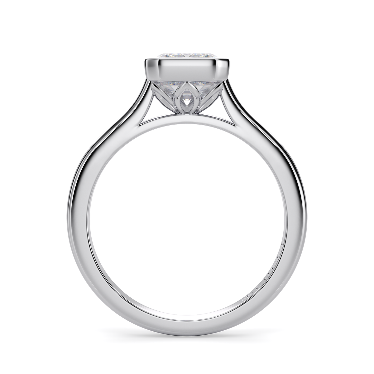 Load image into Gallery viewer, LUCCE Solitaire Cathedral Radiant Diamond in Bezel Setting with Hidden Petal Engagement Ring in Gold or Platinum
