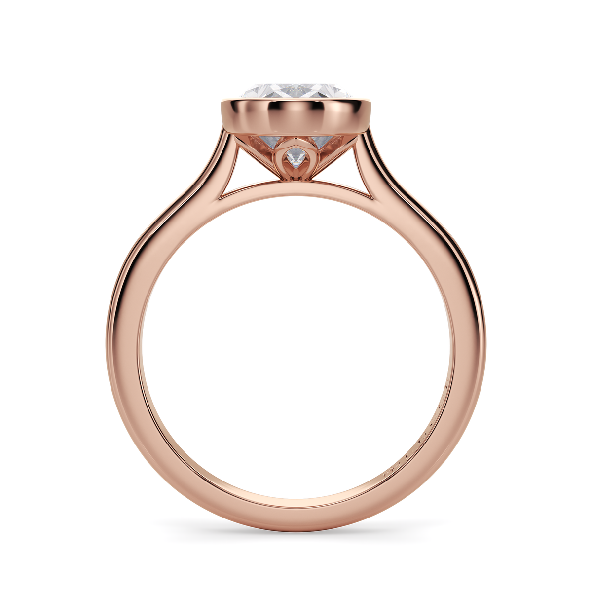 Load image into Gallery viewer, LUCCE Solitaire Cathedral Oval Diamond in Bezel Setting with Hidden Petal Engagement Ring in Gold or Platinum
