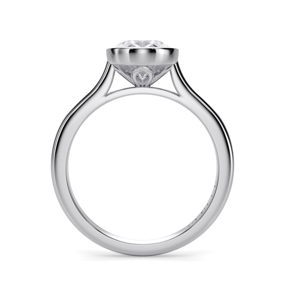 Load image into Gallery viewer, LUCCE Solitaire Cathedral Oval Diamond in Bezel Setting with Hidden Petal Engagement Ring in Gold or Platinum
