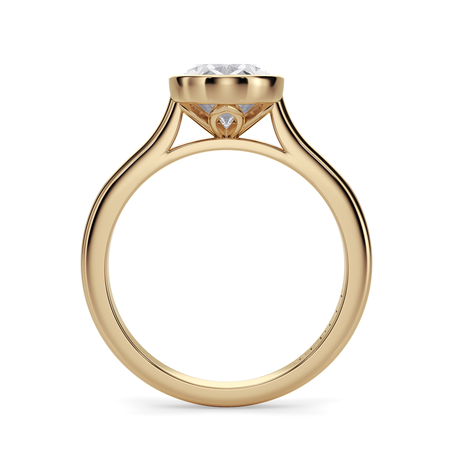 Load image into Gallery viewer, LUCCE Solitaire Cathedral Oval Diamond in Bezel Setting with Hidden Petal Engagement Ring in Gold or Platinum
