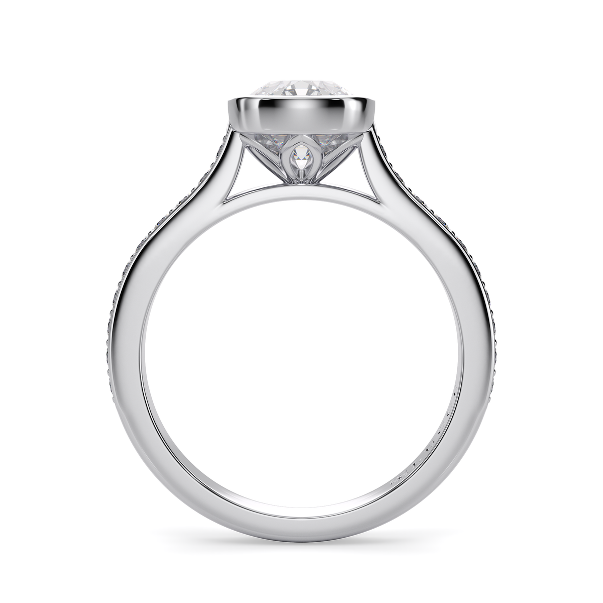 Load image into Gallery viewer, LUCCE Pavé Cathedral Cushion Diamond in Bezel Setting with Hidden Petal Engagement Ring in Gold or Platinum
