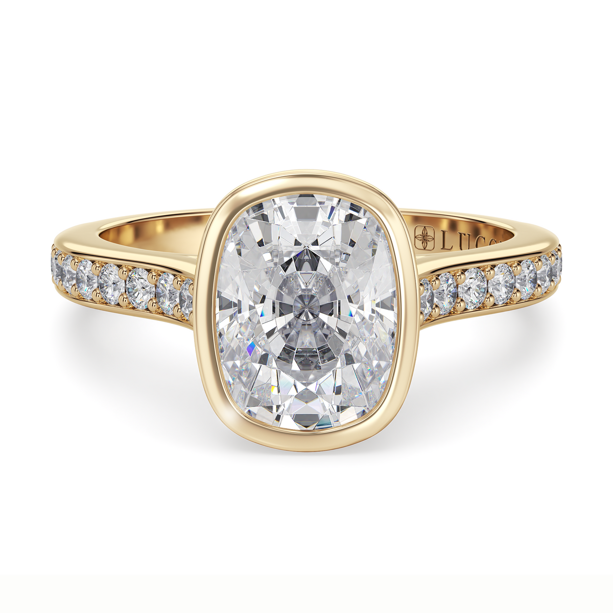 Load image into Gallery viewer, LUCCE CARLISLE™ Pavé Cushion Lab Diamond 1.02ct D VVS2 14K Yellow Gold
