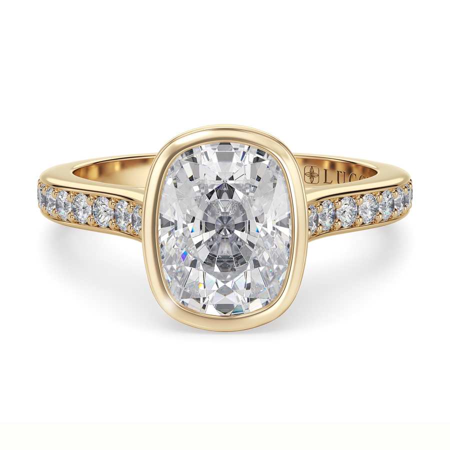 Load image into Gallery viewer, LUCCE CARLISLE™ Pavé Cushion Lab Diamond 1.02ct D VVS2 14K Yellow Gold
