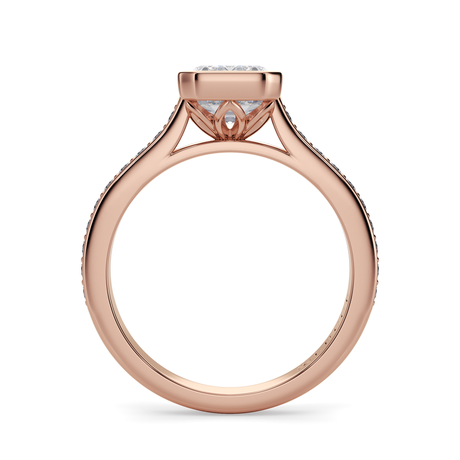 Load image into Gallery viewer, LUCCE Pavé Cathedral Radiant Diamond in Bezel Setting with Hidden Petal Engagement Ring in Gold or Platinum
