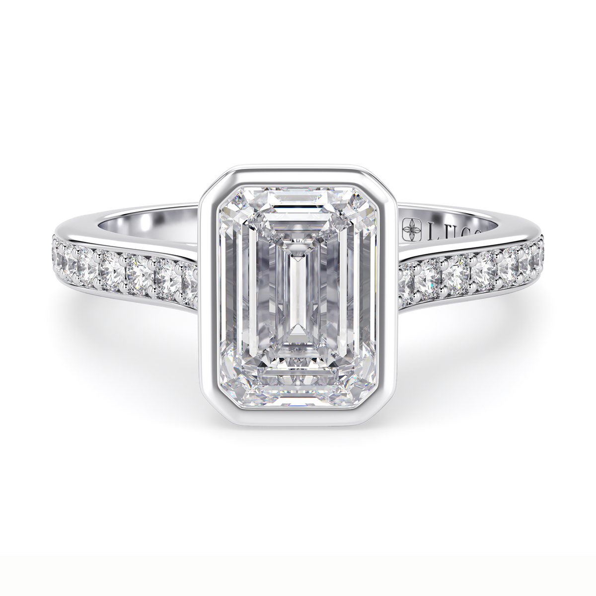 Load image into Gallery viewer, LUCCE CARLISLE™ Pavé Emerald Lab Diamond 0.85ct E VVS1 IGI 14K White Gold
