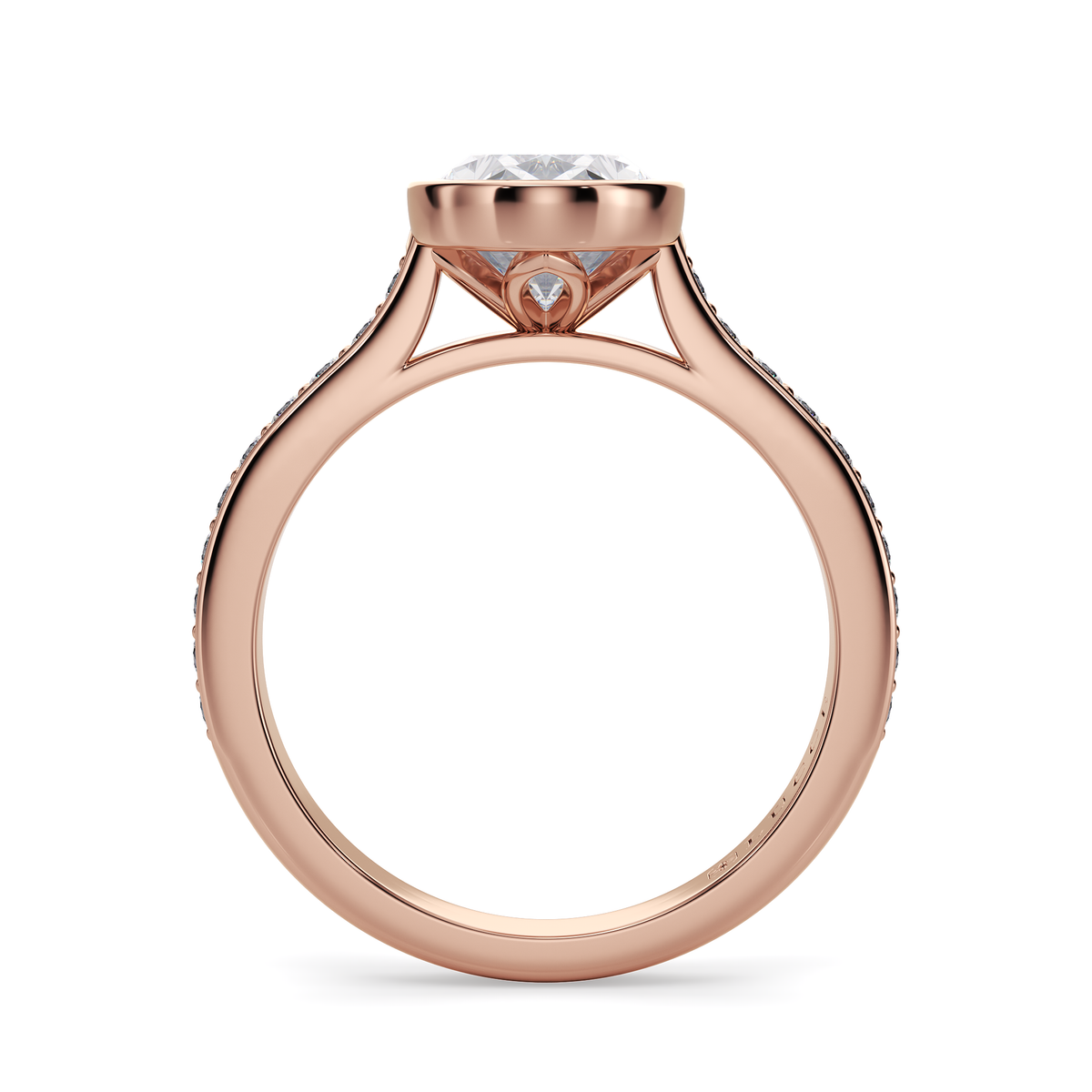 Load image into Gallery viewer, LUCCE Pavé Cathedral Oval Diamond in Bezel Setting with Hidden Petal Engagement Ring in Gold or Platinum
