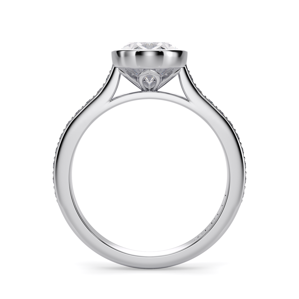 Load image into Gallery viewer, LUCCE Pavé Cathedral Oval Diamond in Bezel Setting with Hidden Petal Engagement Ring in Gold or Platinum
