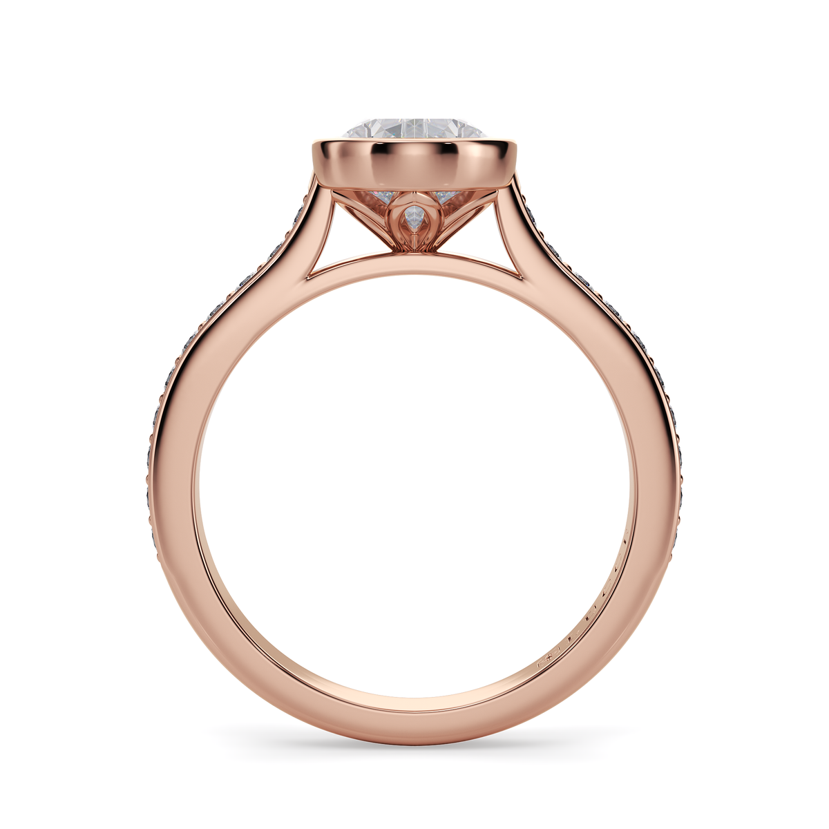 Load image into Gallery viewer, LUCCE Pavé Cathedral Pear Diamond in Bezel Setting with Hidden Petal Engagement Ring in Gold or Platinum
