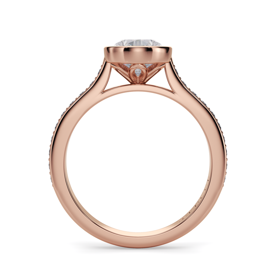 Load image into Gallery viewer, LUCCE Pavé Cathedral Pear Diamond in Bezel Setting with Hidden Petal Engagement Ring in Gold or Platinum
