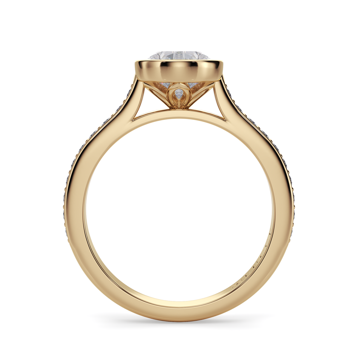 Load image into Gallery viewer, LUCCE Pavé Cathedral Pear Diamond in Bezel Setting with Hidden Petal Engagement Ring in Gold or Platinum
