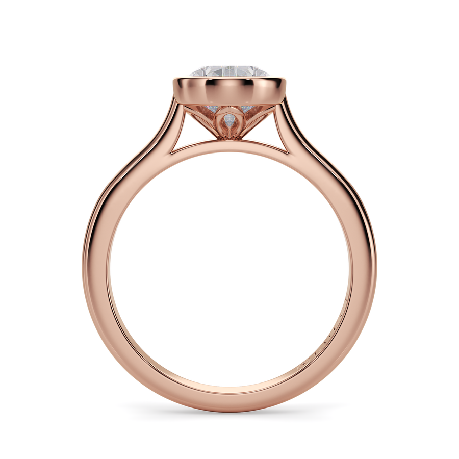 Load image into Gallery viewer, LUCCE Solitaire Cathedral Pear Diamond in Bezel Setting with Hidden Petal Engagement Ring in Gold or Platinum
