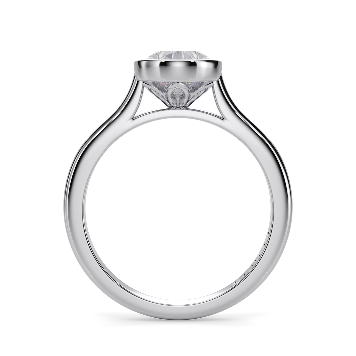Load image into Gallery viewer, LUCCE Solitaire Cathedral Pear Diamond in Bezel Setting with Hidden Petal Engagement Ring in Gold or Platinum

