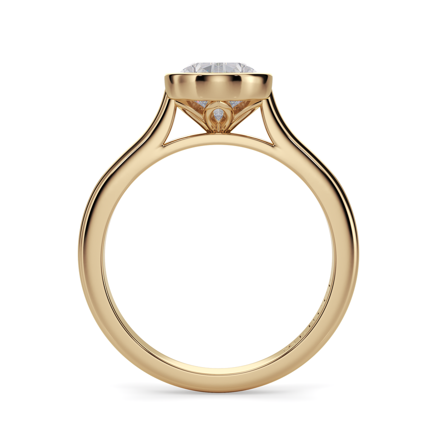 Load image into Gallery viewer, LUCCE Solitaire Cathedral Pear Diamond in Bezel Setting with Hidden Petal Engagement Ring in Gold or Platinum
