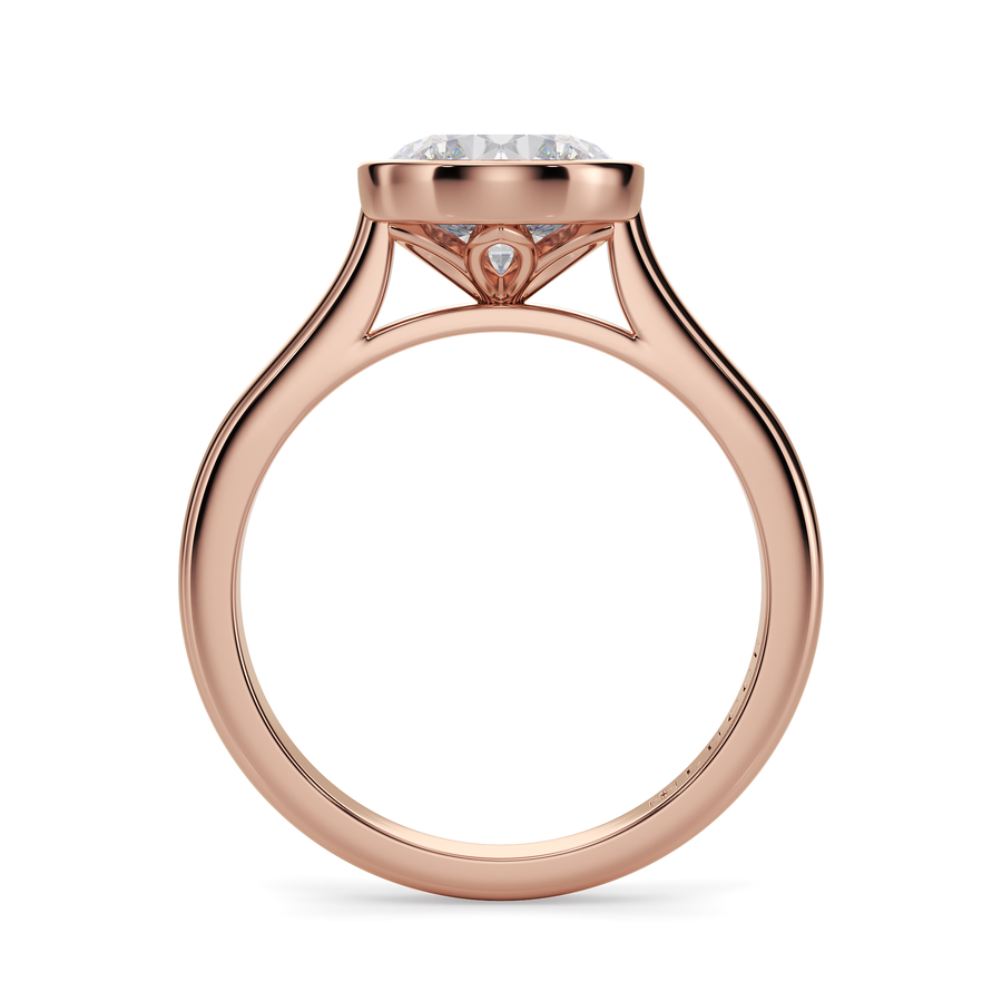 Load image into Gallery viewer, LUCCE Solitaire Cathedral Round Diamond in Bezel Setting with Hidden Petal Engagement Ring in Gold or Platinum
