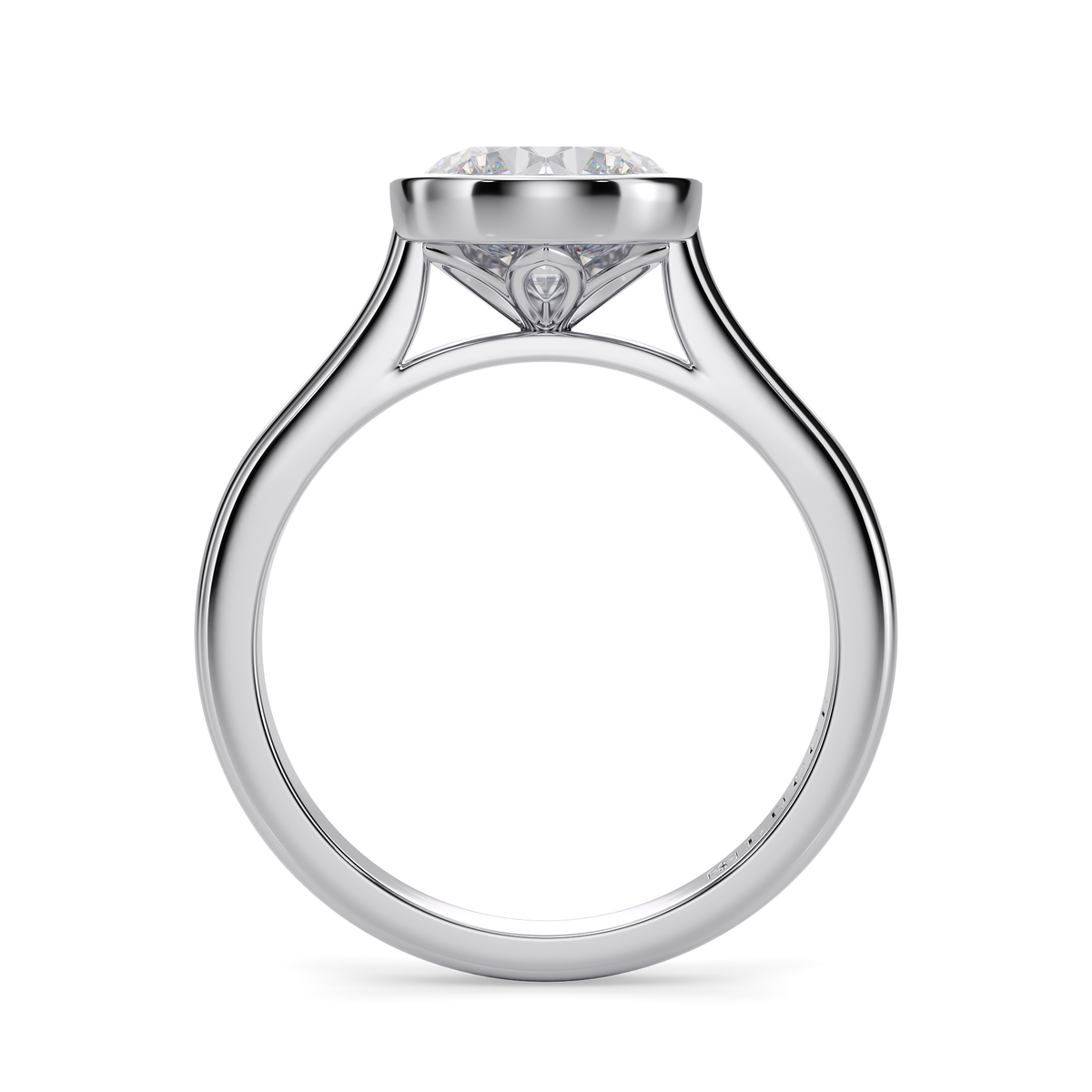 Load image into Gallery viewer, LUCCE Solitaire Cathedral Round Diamond in Bezel Setting with Hidden Petal Engagement Ring in Gold or Platinum
