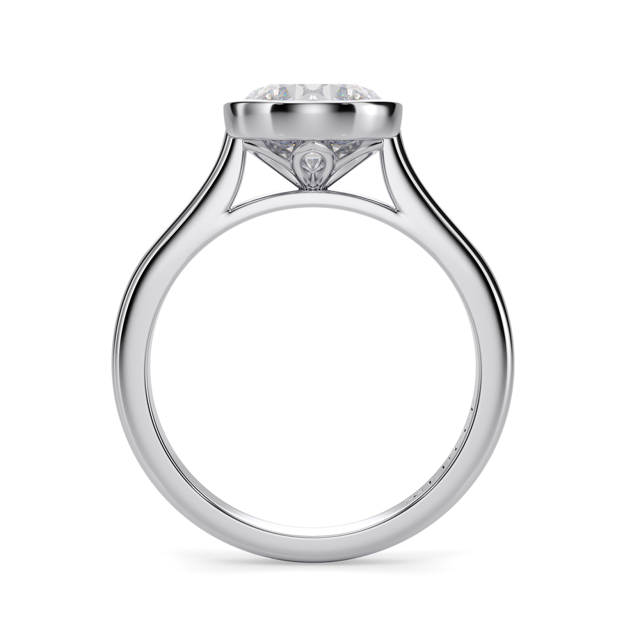 Load image into Gallery viewer, LUCCE Solitaire Cathedral Round Diamond in Bezel Setting with Hidden Petal Engagement Ring in Gold or Platinum
