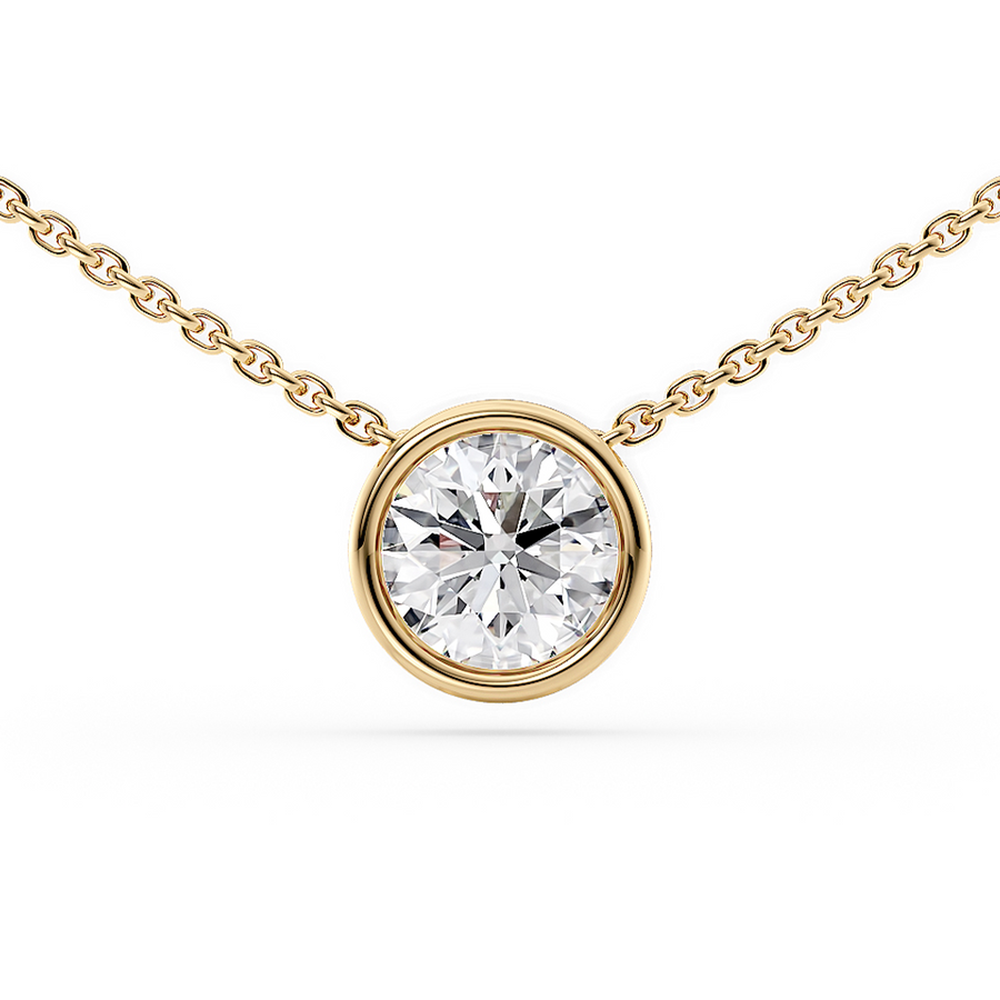 Load image into Gallery viewer, LUCCE CARLISLE™ Round Necklace Lab Diamond 0.52ct D VVS2 Id IGI 14K Yellow Gold

