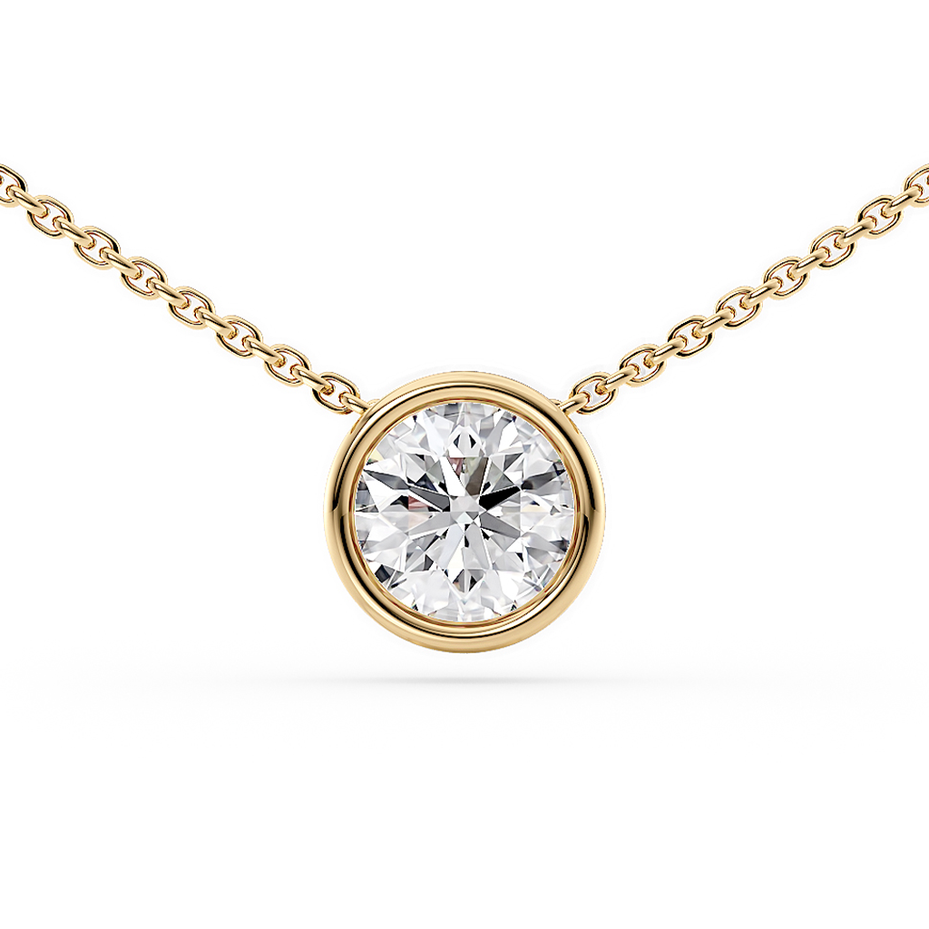 Load image into Gallery viewer, LUCCE CARLISLE™ Round Necklace Lab Diamond 0.52ct D VVS2 Id IGI 14K Yellow Gold

