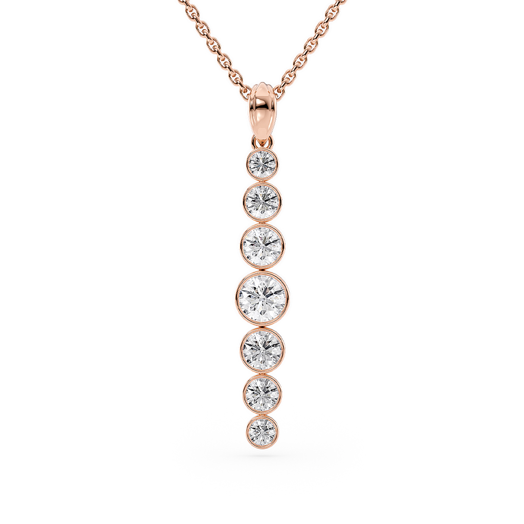 Load image into Gallery viewer, LUCCE Tapered Round Diamond Pendant Necklace in Gold or Platinum
