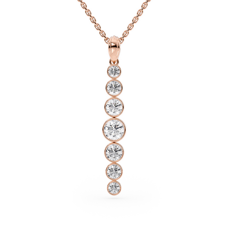 Load image into Gallery viewer, LUCCE Tapered Round Diamond Pendant Necklace in Gold or Platinum
