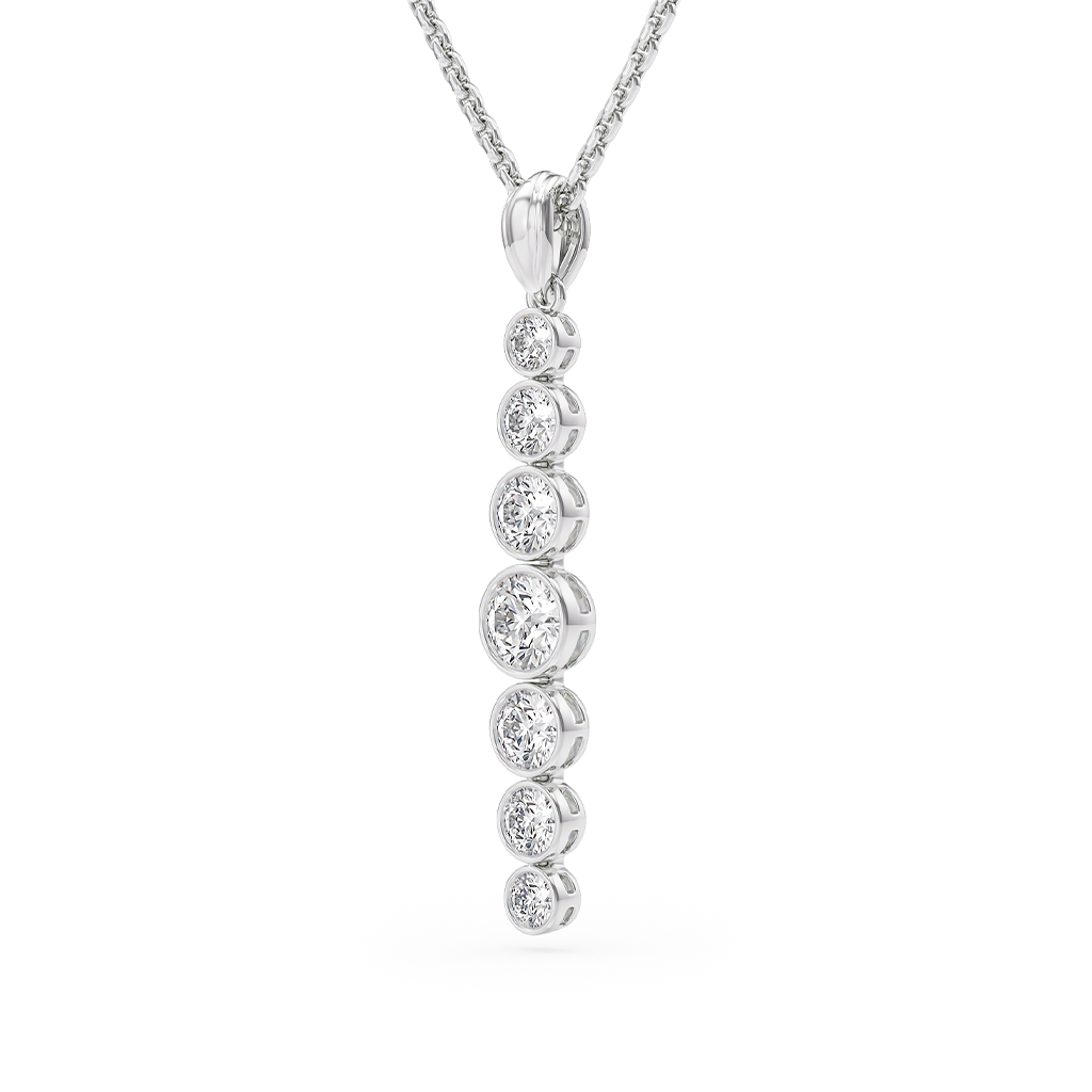 Load image into Gallery viewer, LUCCE Tapered Round Diamond Pendant Necklace in Gold or Platinum
