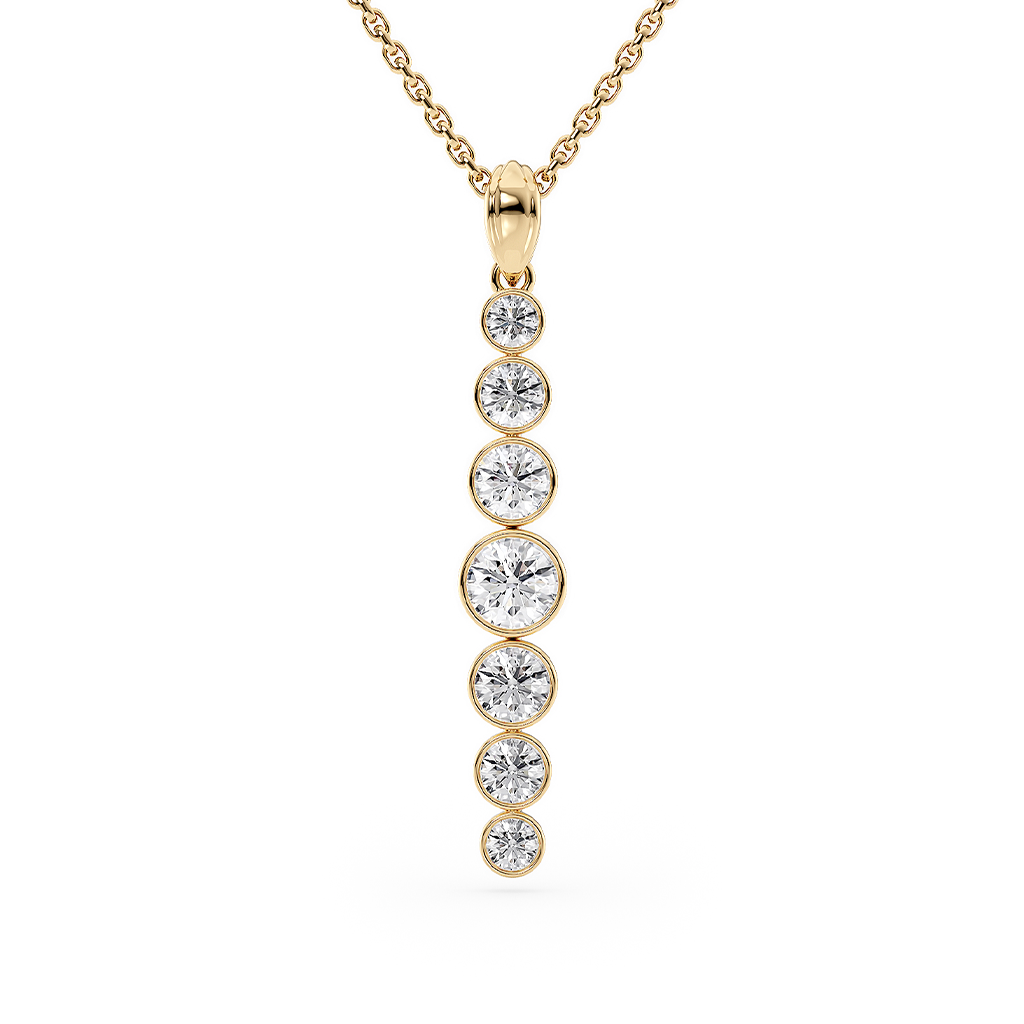 Load image into Gallery viewer, LUCCE Tapered Round Diamond Pendant Necklace in Gold or Platinum
