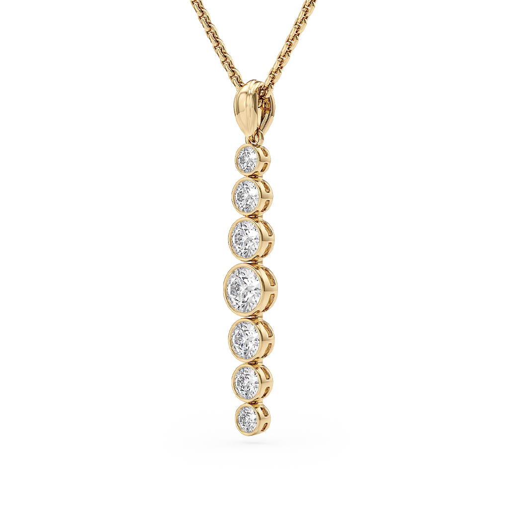 Load image into Gallery viewer, LUCCE Tapered Round Diamond Pendant Necklace in Gold or Platinum
