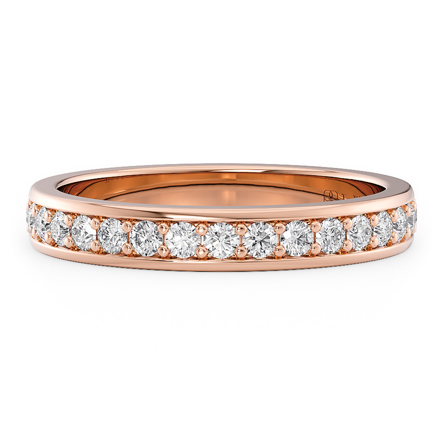 Load image into Gallery viewer, LUCCE Half Eternity Pavé Round Diamond Stackable Female Wedding Ring in Gold or Platinum 
