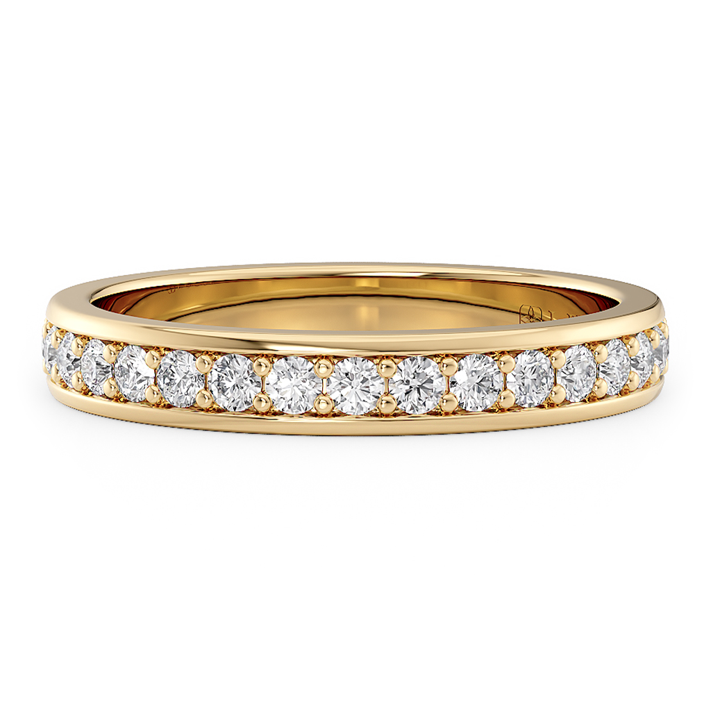 Load image into Gallery viewer, LUCCE Half Eternity Pavé Round Diamond Stackable Female Wedding Ring in Gold or Platinum 
