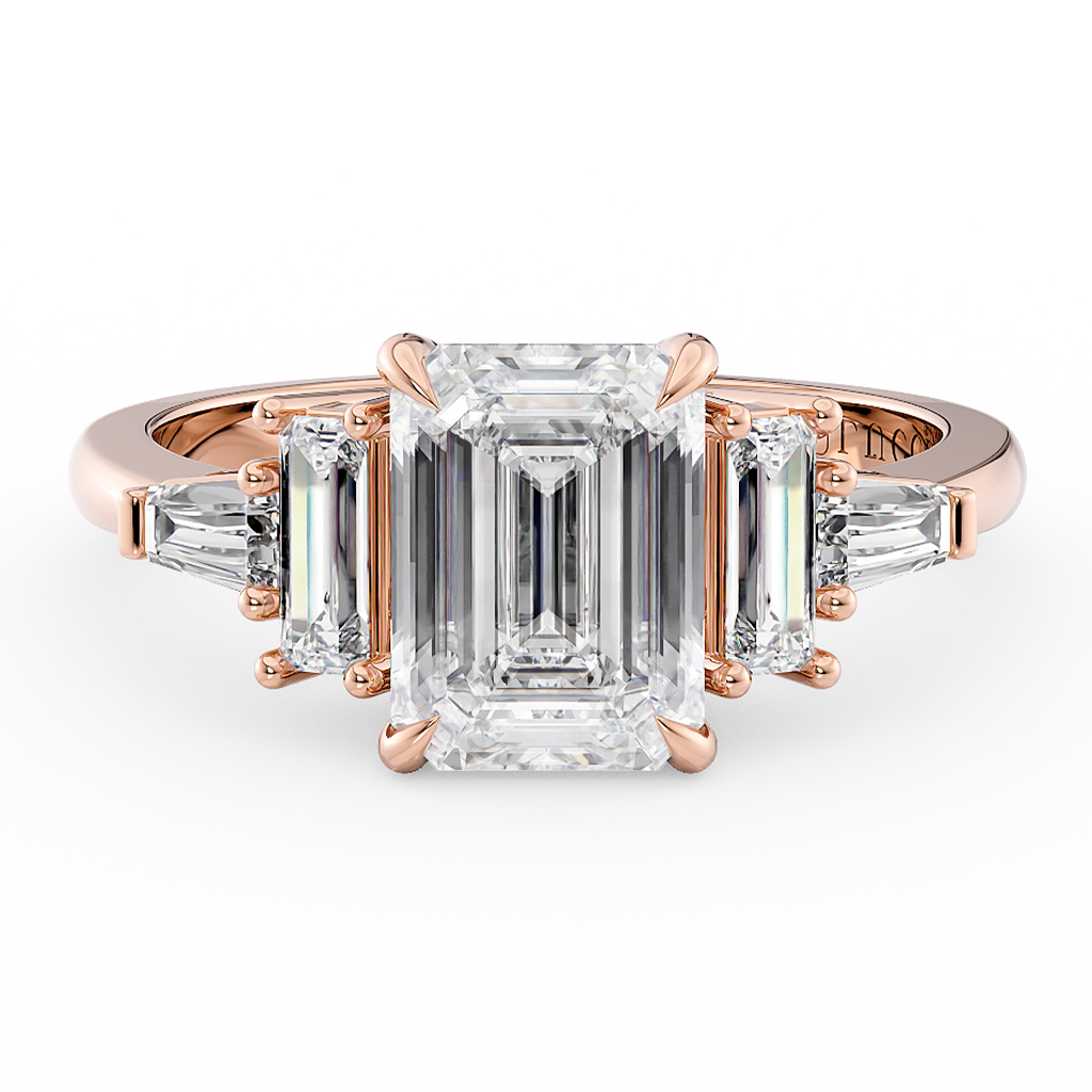 Load image into Gallery viewer, LUCCE 5 Stone Emerald Cluster Diamond Engagement Ring in Gold or Platinum, Featured in British Vogue
